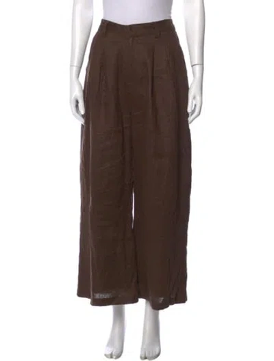 Pre-owned Dissh Linen Wide Leg Pants In Brown