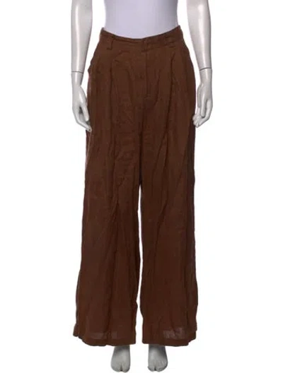 Pre-owned Dissh Linen Wide Leg Pants In Brown