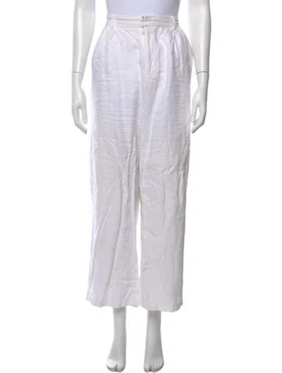 Pre-owned Dissh Linen Wide Leg Pants In White