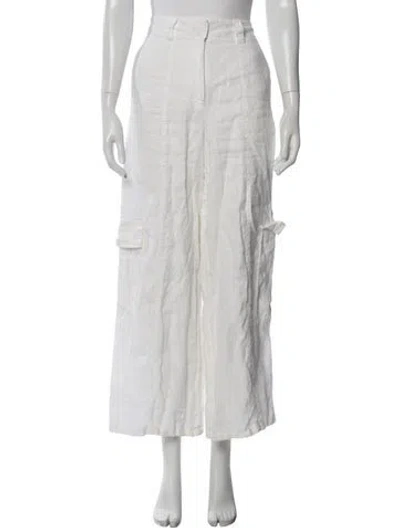 Pre-owned Dissh Linen Wide Leg Pants In White
