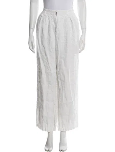 Pre-owned Dissh Linen Wide Leg Pants In White