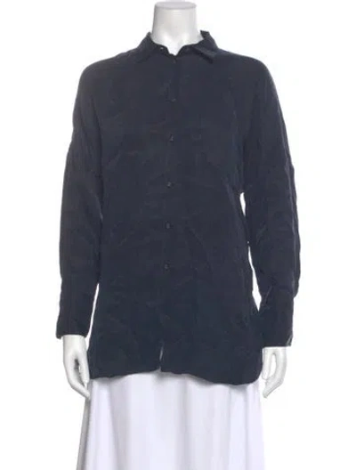 Pre-owned Dissh Long Sleeve Blouse In Blue