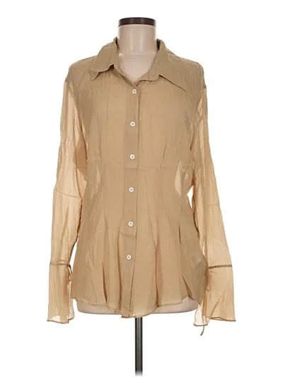 Pre-owned Dissh Long Sleeve Blouse In Tan