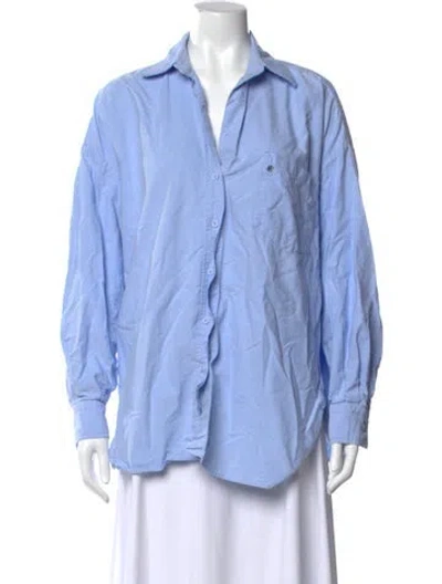 Pre-owned Dissh Long Sleeve Button-up Top In Blue