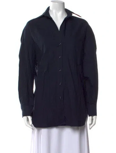 Pre-owned Dissh Long Sleeve Button-up Top In Blue