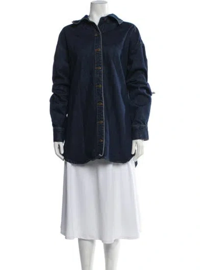 Pre-owned Dissh Long Sleeve Button-up Top In Blue