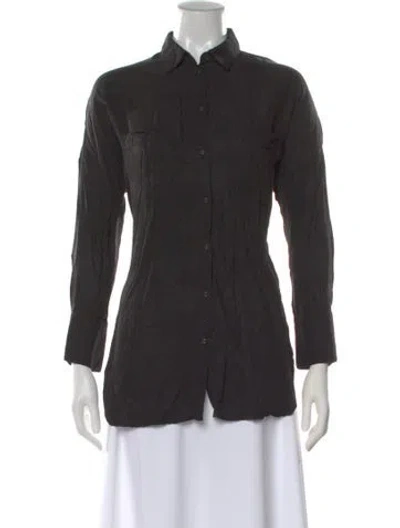 Pre-owned Dissh Long Sleeve Button-up Top In Gray
