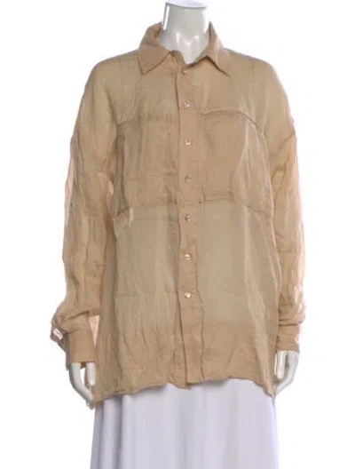 Pre-owned Dissh Long Sleeve Button-up Top In Neutral