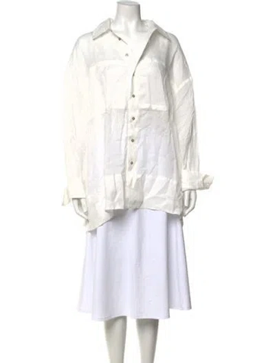 Pre-owned Dissh Long Sleeve Button-up Top In Neutral