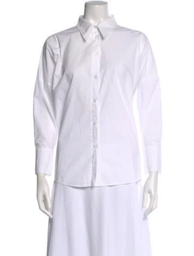Pre-owned Dissh Long Sleeve Button-up Top In White