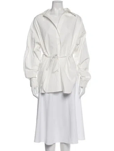 Pre-owned Dissh Long Sleeve Button-up Top In White