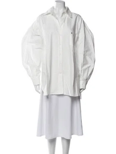Pre-owned Dissh Long Sleeve Button-up Top In White