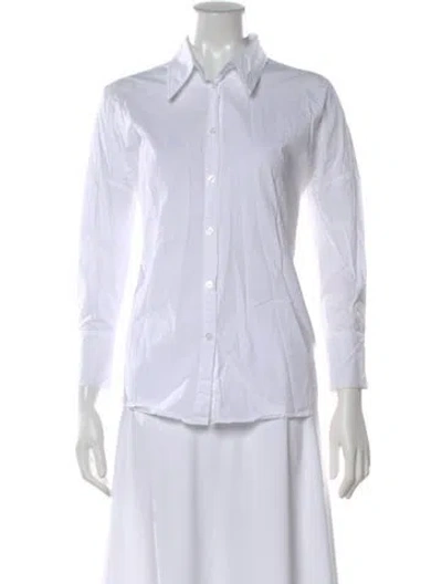 Pre-owned Dissh Long Sleeve Button-up Top In White