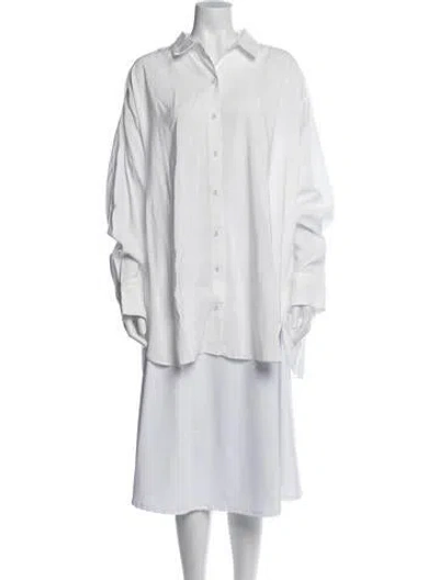 Pre-owned Dissh Long Sleeve Button-up Top In White