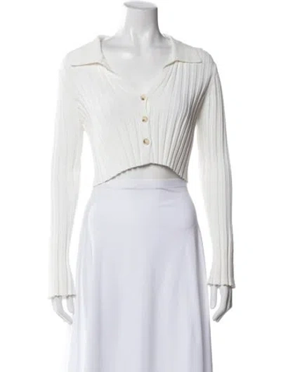 Pre-owned Dissh Long Sleeve Crop Top In White