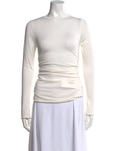 Pre-owned Dissh Merino Wool Crew Neck Top In White