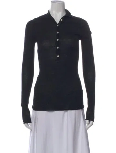 Pre-owned Dissh Merino Wool Long Sleeve Polo In Black