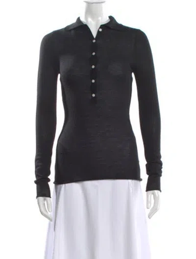Pre-owned Dissh Merino Wool V-neck Sweater In Gray