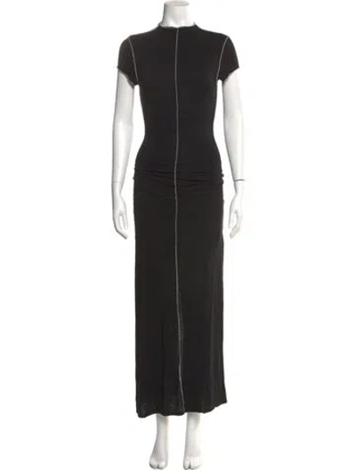 Pre-owned Dissh Mock Neck Long Dress In Black