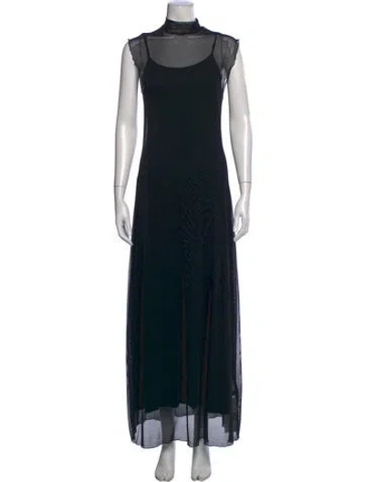 Pre-owned Dissh Mock Neck Long Dress In Black