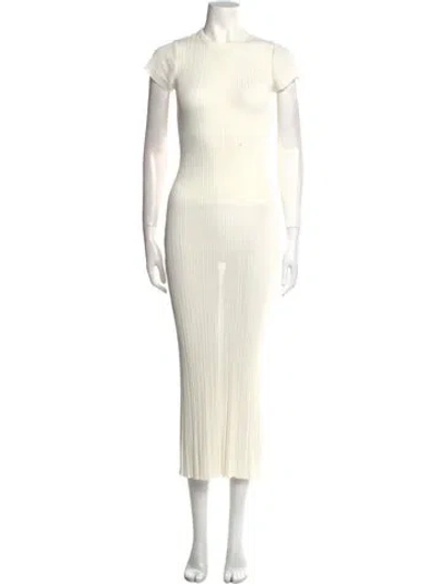 Pre-owned Dissh Mock Neck Long Dress In White