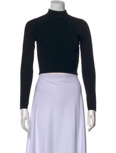 Pre-owned Dissh Mock Neck Long Sleeve Crop Top In Black