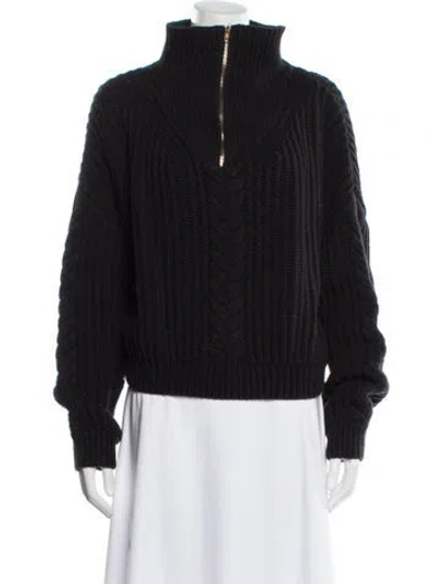 Pre-owned Dissh Mock Neck Long Sleeve Crop Top In Black