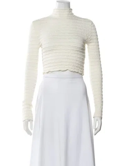 Pre-owned Dissh Mock Neck Long Sleeve Crop Top W/ Tags In White