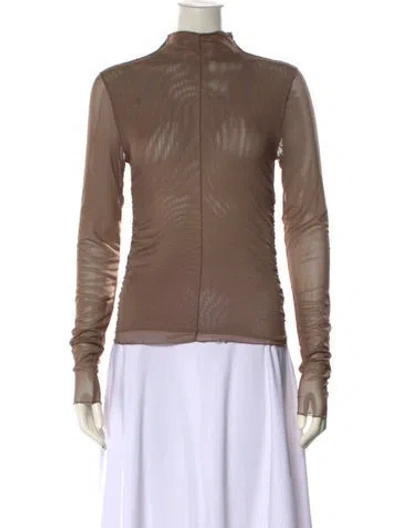 Pre-owned Dissh Mock Neck Long Sleeve Sweatshirt In Brown