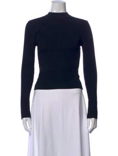 Pre-owned Dissh Mock Neck Long Sleeve Top In Black