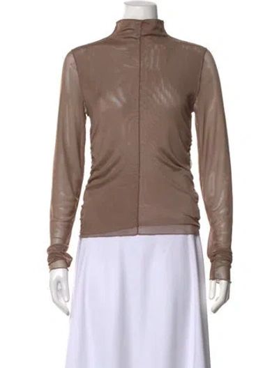 Pre-owned Dissh Mock Neck Long Sleeve Top In Brown