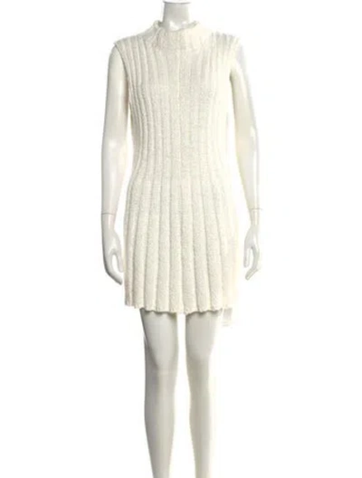 Pre-owned Dissh Mock Neck Mini Dress In Neutral