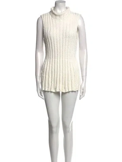 Pre-owned Dissh Mock Neck Mini Dress In White