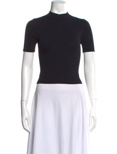 Pre-owned Dissh Mock Neck Short Sleeve Top In Black