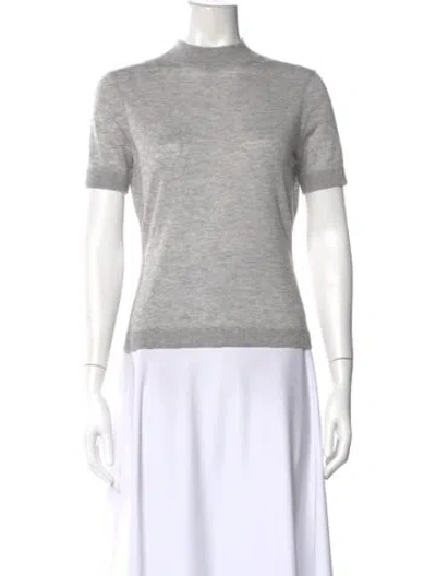 Pre-owned Dissh Mock Neck Short Sleeve Top In Gray
