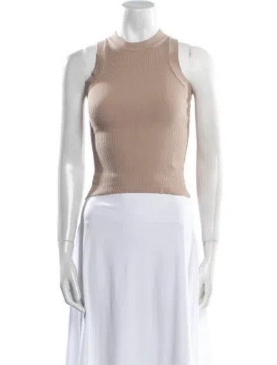 Pre-owned Dissh Mock Neck Sleeveless Crop Top In Neutral