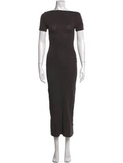 Pre-owned Dissh Off-the-shoulder Long Dress In Gray