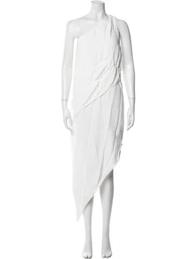 Pre-owned Dissh One-shoulder Midi Length Dress In White