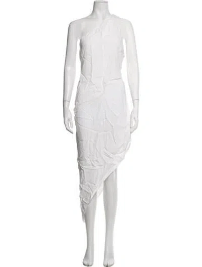 Pre-owned Dissh One-shoulder Midi Length Dress In White