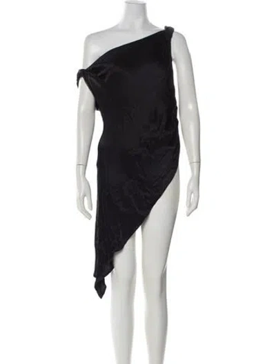 Pre-owned Dissh One-shoulder Mini Dress In Black