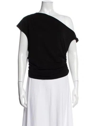 Pre-owned Dissh One-shoulder Short Sleeve Top In Black