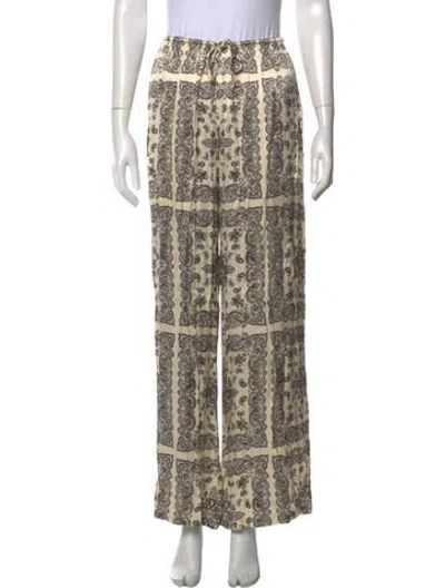 Pre-owned Dissh Paisley Print Wide Leg Pants In Neutral