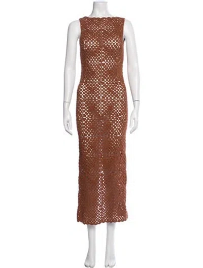 Pre-owned Dissh Patterned Long Dress In Brown