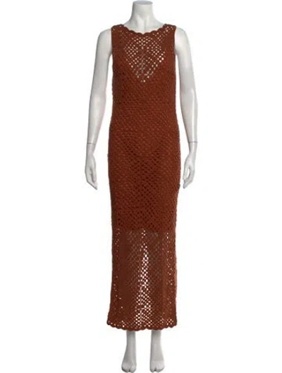 Pre-owned Dissh Patterned Long Dress In Brown/orange