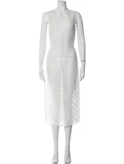 Pre-owned Dissh Patterned Midi Length Dress In White