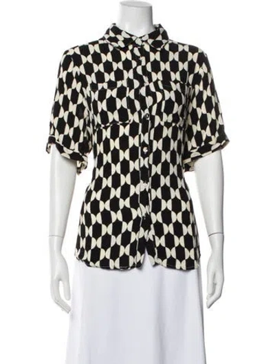 Pre-owned Dissh Patterned Short Sleeve Top In Black