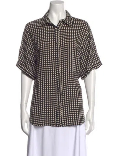 Pre-owned Dissh Patterned Short Sleeve Top In Black