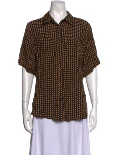 Pre-owned Dissh Patterned Short Sleeve Top In Black