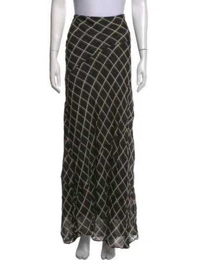 Pre-owned Dissh Plaid Print Long Skirt In Black