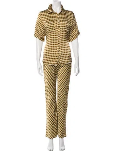 Pre-owned Dissh Plaid Print Pant Set In Multi